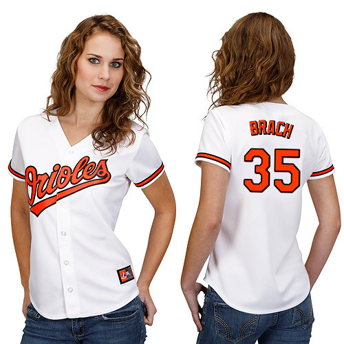 Brad Brach #35 mlb Jersey-Baltimore Orioles Women's Authentic Home White Cool Base Baseball Jersey